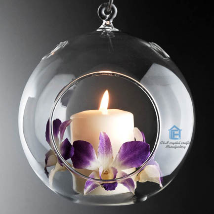 glass ball candle holder